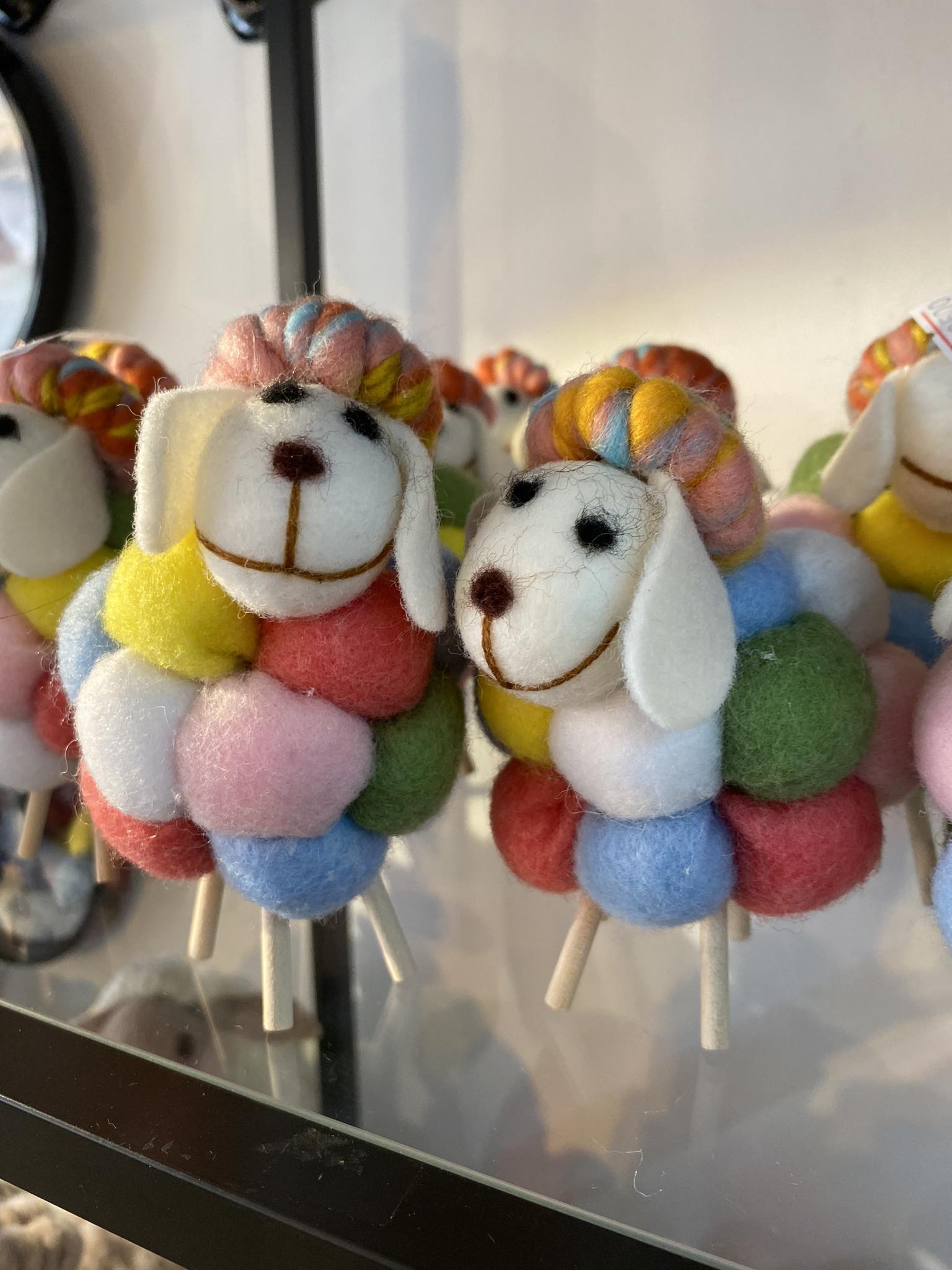 Colorful sheep with stick legs Colorful sheep with stick legs